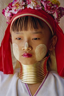 Adolescent Prints: Portrait of a Long necked Padaung tribe girl