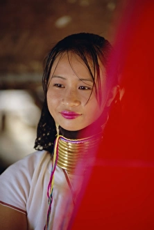 Coil Prints: Portrait of a long necked Padaung tribe woman