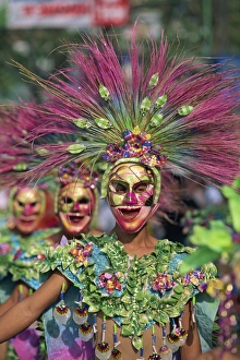 Carnival Prints: Portrait of a masked dancer in colourful costume