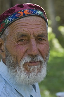 Human Face Prints: Portrait of old man, Bartang Valley, Tajikistan, Central Asia, Asia