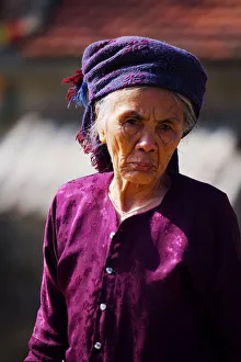 Portraits Prints: Portrait of an old woman Bridge keeper, Vietnam, Indochina, Southeast Asia, Asia