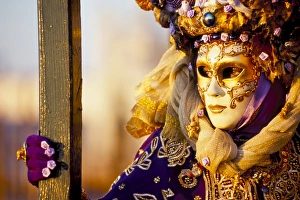 Portrait of a person dressed in mask and costume taking