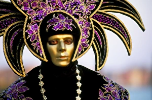 Portrait of a person dressed in mask and costume taking