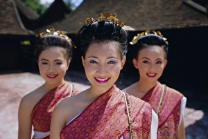Portrait of three traditional Thai dancers