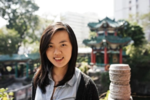 Kowloon Prints: Portrait of young woman, Wong Tai Sin Temple, Kowloon, Hong Kong, China, Asia