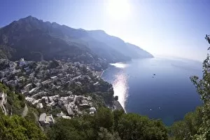 Images Dated 29th April 2010: Positano town in early morning sunshine, Amalfi coast road, UNESCO World Heritage Site