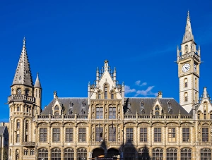Flanders Prints: Former Post Office building on the Korenmarkt (Corn Market), Ghent, Flanders, Belgium