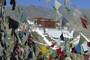 The Potala palace, UNESCO World Heritage Site, seen through prayer flags