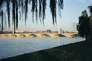 Washington Dc Prints: Potomac River and the Arlington Memorial Bridge, Washington D