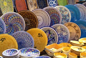 Pottery products in market at Houmt Souk, Island of Jerba, Tunisia, North Africa, Africa