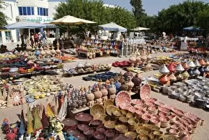 Pottery products in the market at Houmt Souk, Island of Jerba, Tunisia, North Africa, Africa