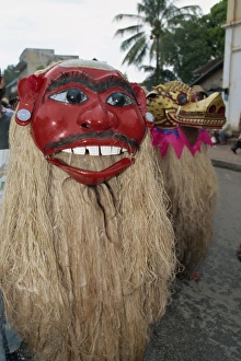 Costumes Prints: Pou and Nya Nyeu masks, New Year, Luang Prabang, Laos, Indochina, Southeast Asia, Asia