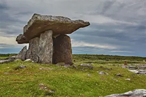 Tomb Prints: The Poulnabrone dolmen, prehistoric slab burial chamber, The Burren, County Clare