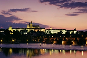 Czech Prints: Prague Castle and Charles Bridge, Prague, Czech Republic, Europe