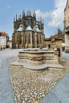 Guided Tours Prints: Prague Castle, Gothic Metropolitan Cathedral of Saints Vitus