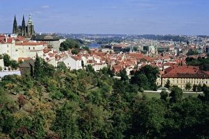 Mala Strana Prints: Prague Castle from Petrin Gardens and rooftops of Mala Strana, Hradcany
