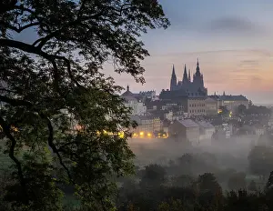 Bohemia Prints: Prague Castle and St. Vitus Cathedral at dawn from Petrin Hill