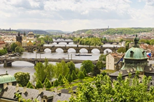 Old Quarter Prints: Prague cityscape looking down the Vltava River, Prague, Czech Republic, Europe