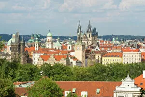 What's New: Prague skyline with Old Town Bridge Tower, Church of our Lady Before Tyn