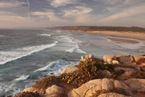 Praia da Borderia beach at sunset, Carrapateira, Costa Vicentina, west coast, Algarve