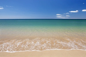 Traditionally Portuguese Prints: Praia de Tres Irmaos beach, Atlantic Ocean, Alvor, Algarve, Portugal, Europe