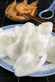 Sea Food Prints: Prawn flavored crackers and soy sauce, Chinese cuisine, China, Asia