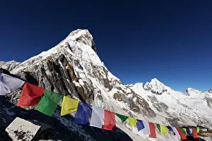 Ama Dablam Prints: Prayer flags on Ama Dablam, 6812m, Sagarmatha National Park, UNESCO World Heritage Site