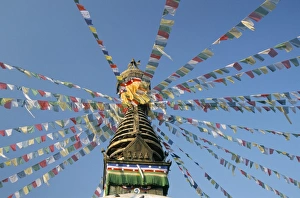 Nepalese Prints: Prayer flags on Boudhanath stupa