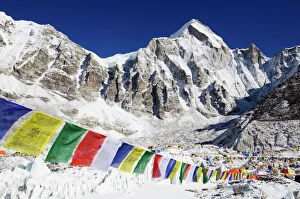 Prayer flags at Everest Base Camp, Solu Khumbu Everest Region, Sagarmatha National Park, UNESCO World Heritage Site