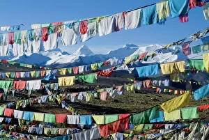 Prayer flags, Himalayas, Tibet, China, Asia