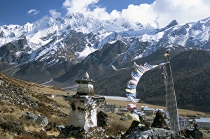 Himalaya Prints: Prayer flags on Kyanjin Gompa