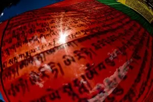 Images Dated 18th May 2009: Prayer flags near Thimpu, Bhutan, Asia
