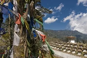Images Dated 8th April 2009: Prayer flags on the pass, Dochu La, Bhutan, Asia