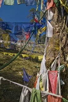 Prayer flags on the pass, Dochu La, Bhutan, Asia