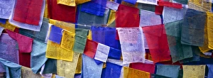 Religious Icon Prints: Prayer flags, Tashiding, Sikkim, Northern India, India, Asia