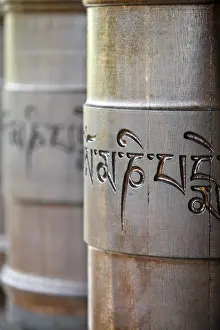 Prayer Wheels Prints: Prayer wheels in Dhagpo Kagyu Ling Tibetan Buddhist monastery, Saint-Leon sur Vezere