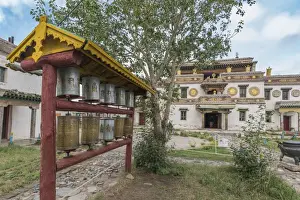 Mongolian Prints: Prayer wheels in the gardens of Erdene Zuu Buddhist Monastery