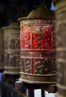 Prayer Wheel Prints: Prayer wheels, Kathmandu, Nepal, Asia