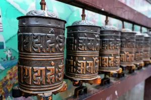 Meditation Prints: Prayer wheels turn in Boudhanath Stupa