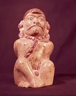 Vessel Prints: Pre-Columbian vessel depicting prisoner from the Mochica culture, Peru, South America