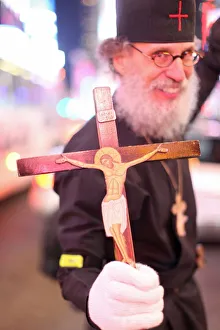 Senior Man Prints: Preaching in Times Square, New York, United States of America, North America