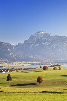 Bayern Prints: Prealps landscape and Forggensee Lake at sunset