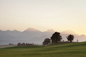 Bayern Prints: Prealps landscape at sunset, Fussen