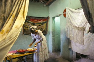 Readying Prints: Preparing for coffee ceremony, Abi-Adi, Tigre region, Ethiopia, Africa
