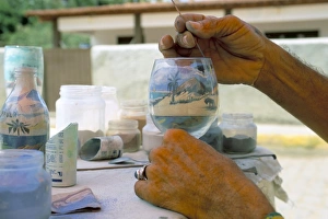 Brazil Prints: Preparing sand bottles, Pipa, Natal, Rio Grande do Norte state, Brazil, South America
