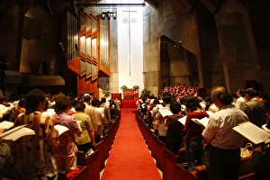 Aisle Prints: Presbyterian temple service, Seoul, South Korea, Asia