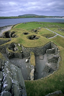 Well preserved wheelhouses (communal round houses), Jarlshof historic site, South Mainland, Shetland Islands, Scotland, United Kingdom