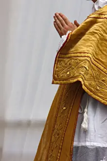 Hands Clasped Prints: Priest attending a traditionalist Catholic pilgrimage, Villepreux, Yvelines, France