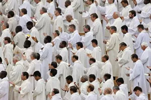 Images Dated 13th September 2008: Priests at Mass celebrated by Pope Benedict XVI, Paris, France, Europe