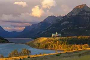 The Prince of Wales Hotel at Sunrise, Waterton Lakes National Park, Alberta, Canada